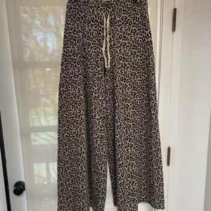 Free People Wide Leg Leopard Sweatpants - Small